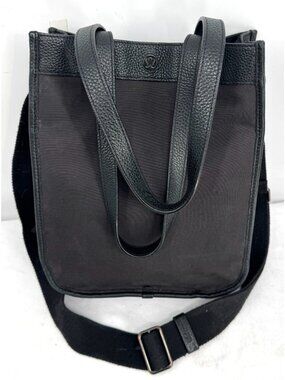 Lululemon Now and Always Mini Tote Black Nylon Pebbled Leather Crossbody Bag